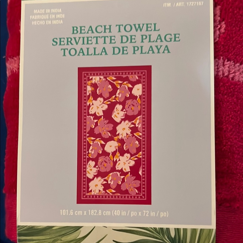 Floral Beach Towel - Pink and Red